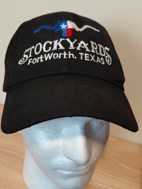 Stockyards Fort Worth Texas Black Embroidered Cap